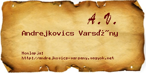 Andrejkovics Varsány névjegykártya